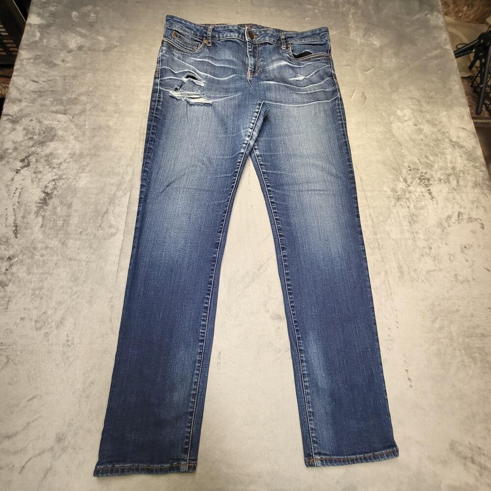 KUT from the Kloth Diana Skinny Jeans Womens 12 Blue Distressed Stretch Denim